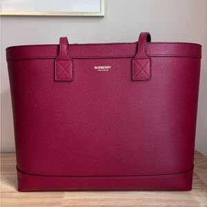 Burberry Red Leather London Tote Bag